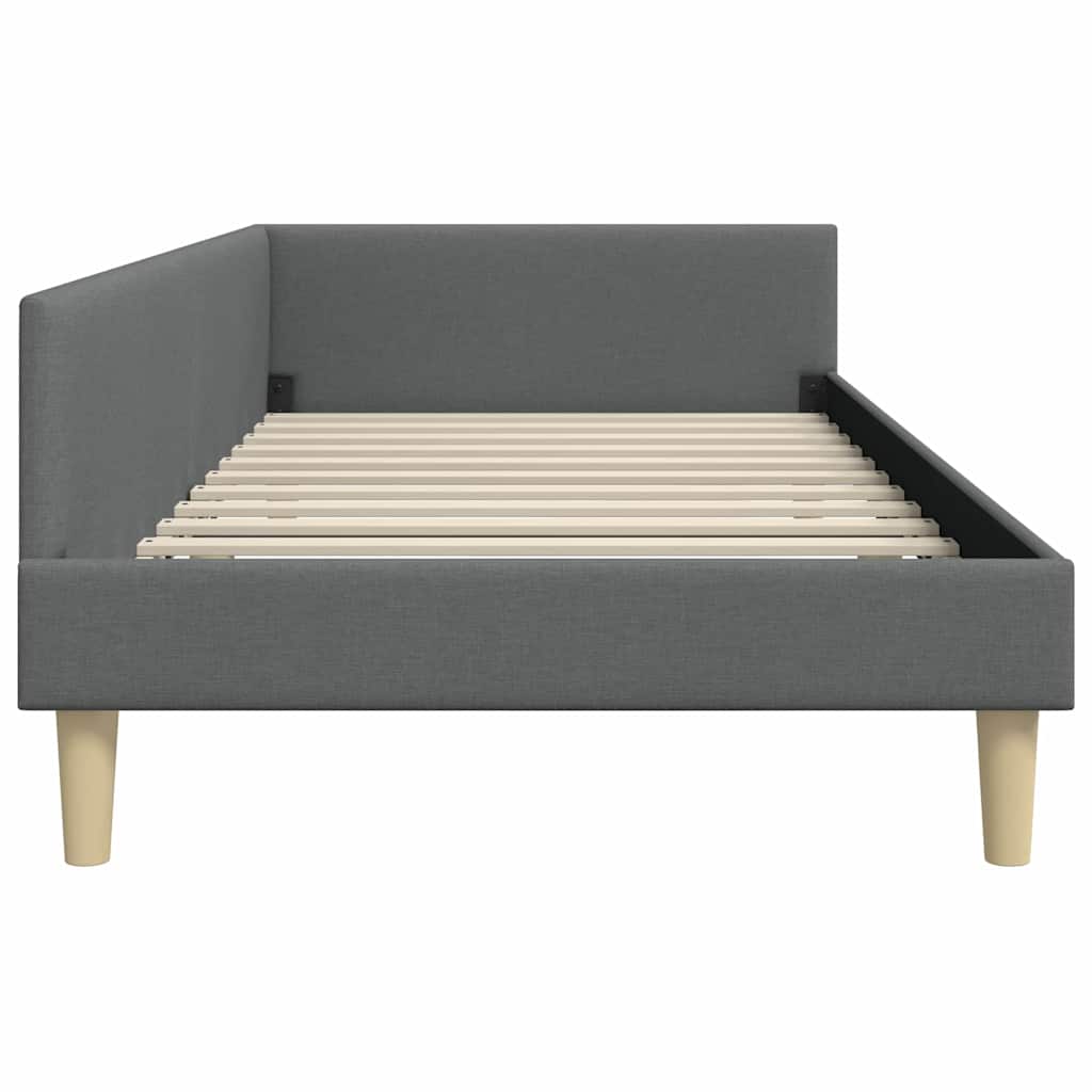Hoek Bed Frame Donkergrijs 80 x 200 cm Stof en Geengineerd Hout