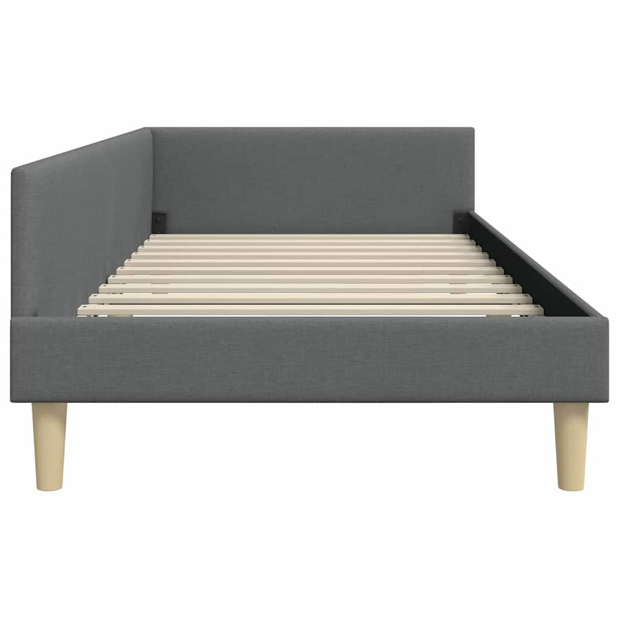 Hoek Bed Frame Donkergrijs 80 x 200 cm Stof en Geengineerd Hout