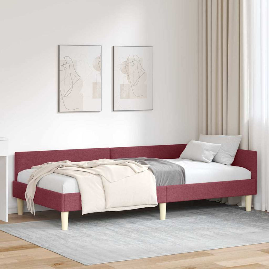 Hoek Bed Frame Wijnrood 80 x 200 cm Stof en Geengineerd Hout