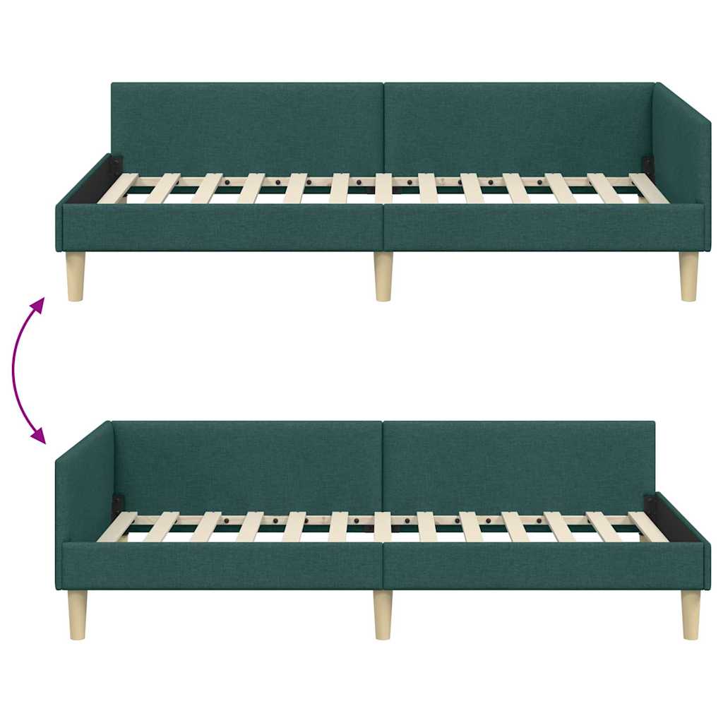 Hoek Bed Frame Donkergroen 80 x 200 cm Stof en Geengineerd Hout