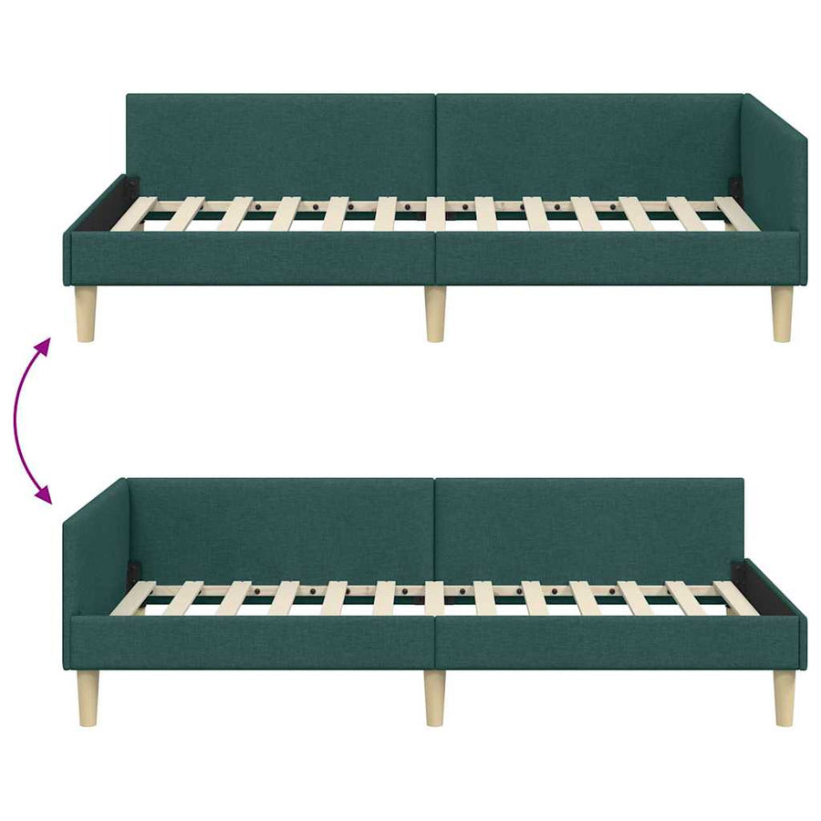 Hoek Bed Frame Donkergroen 80 x 200 cm Stof en Geengineerd Hout