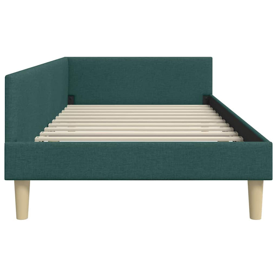Hoek Bed Frame Donkergroen 80 x 200 cm Stof en Geengineerd Hout