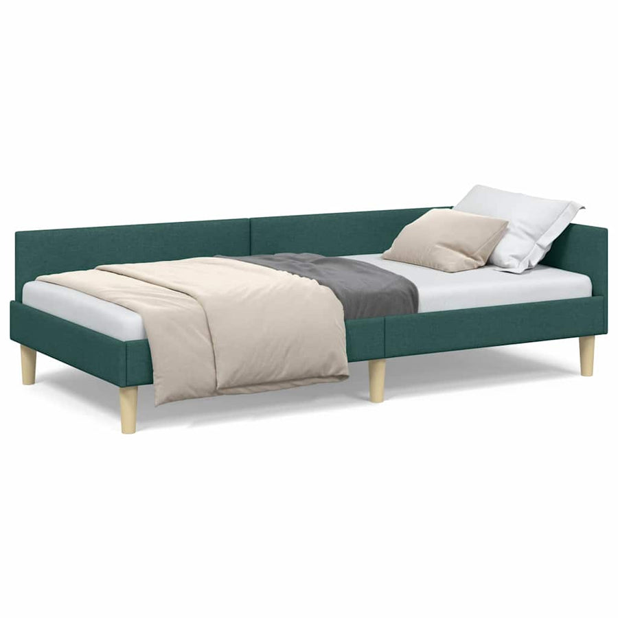 Hoek Bed Frame Donkergroen 80 x 200 cm Stof en Geengineerd Hout