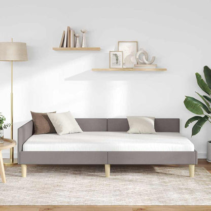 Hoek Bed Frame Taupe 80 x 200 cm Stof en Geengineerd Hout