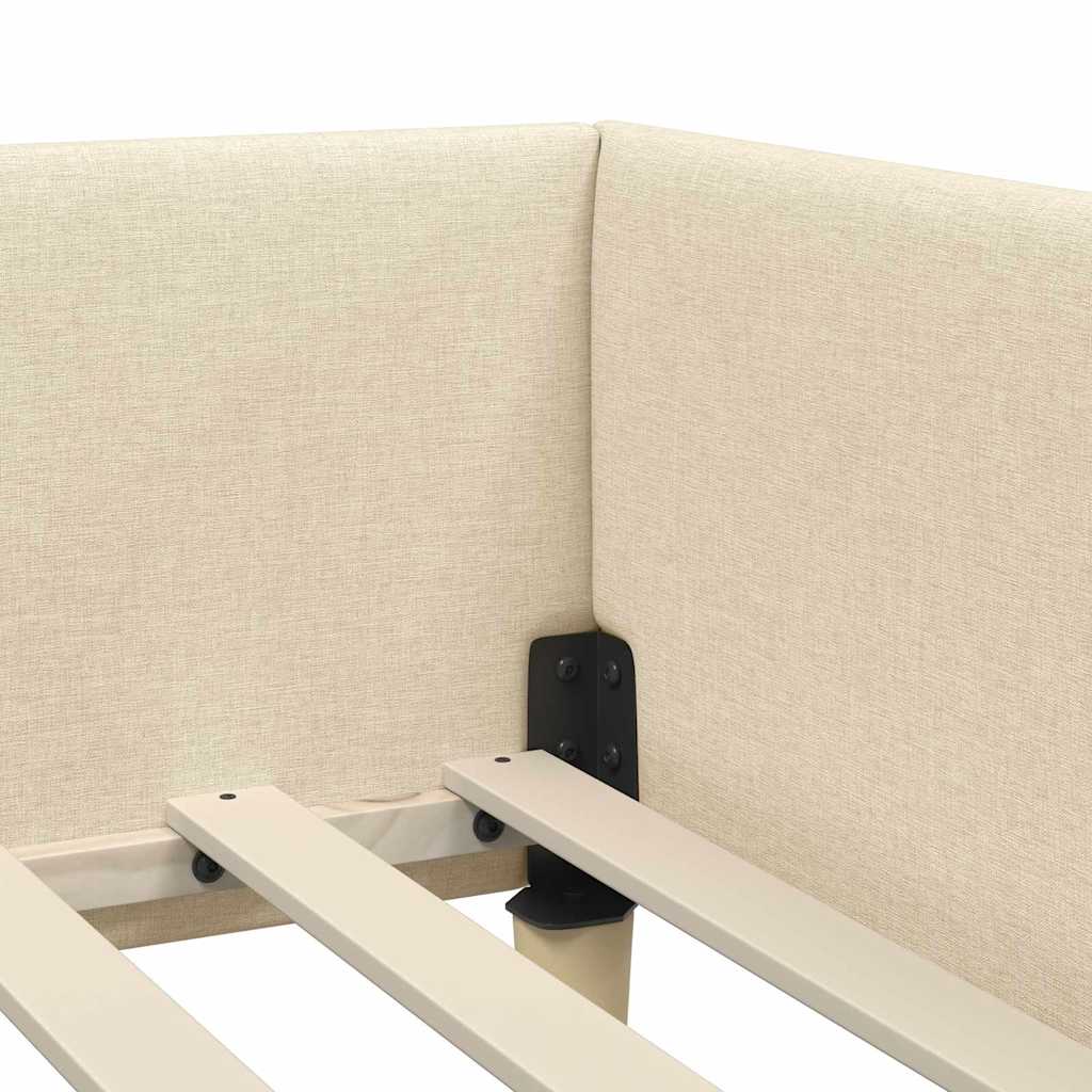 Hoek Bed Frame Crème 80 x 200 cm Stof en Geengineerd Hout