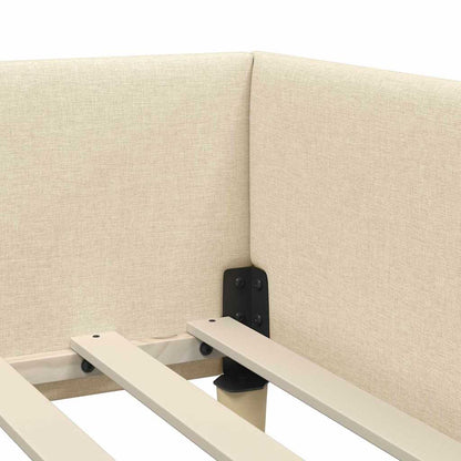 Hoek Bed Frame Crème 80 x 200 cm Stof en Geengineerd Hout