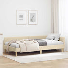 Corner Bed Frame with Headboard Cream 80 x 200 cm Fabric