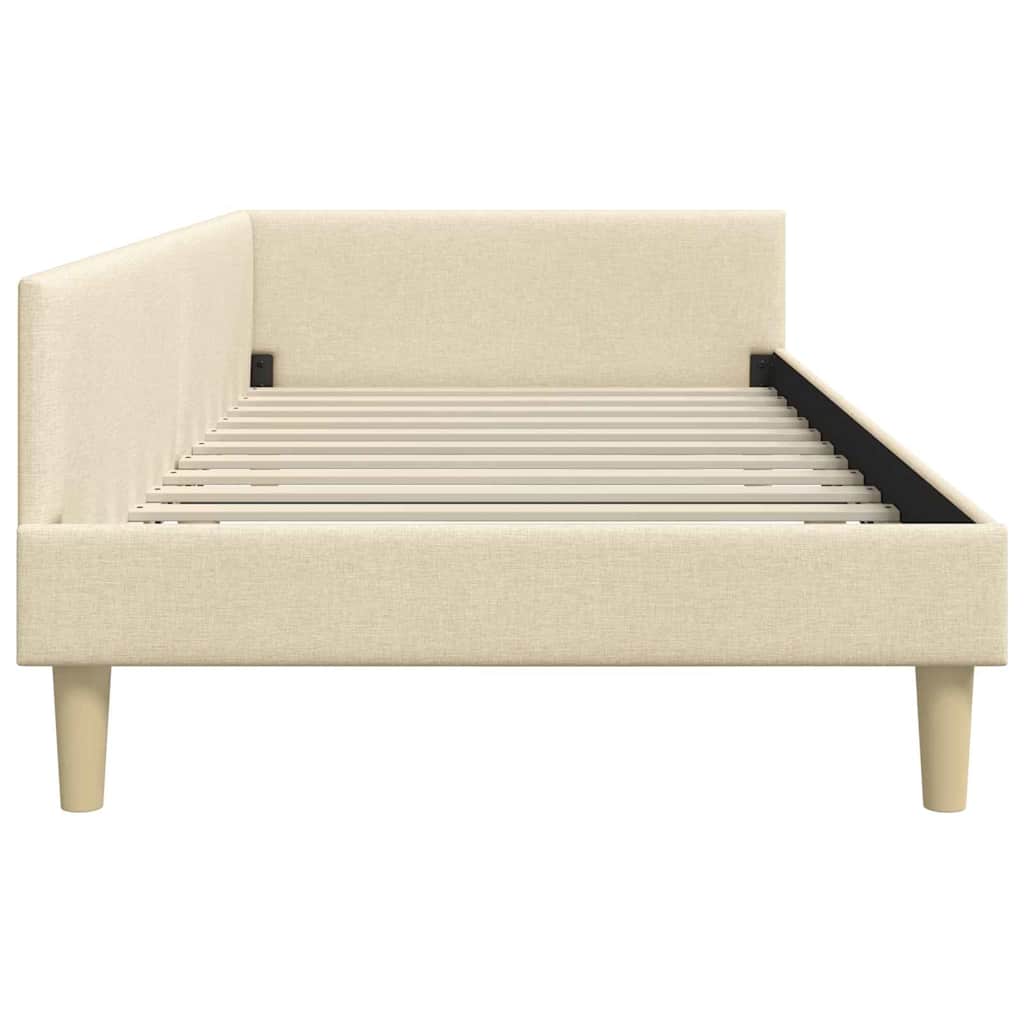 Hoek Bed Frame Crème 80 x 200 cm Stof en Geengineerd Hout