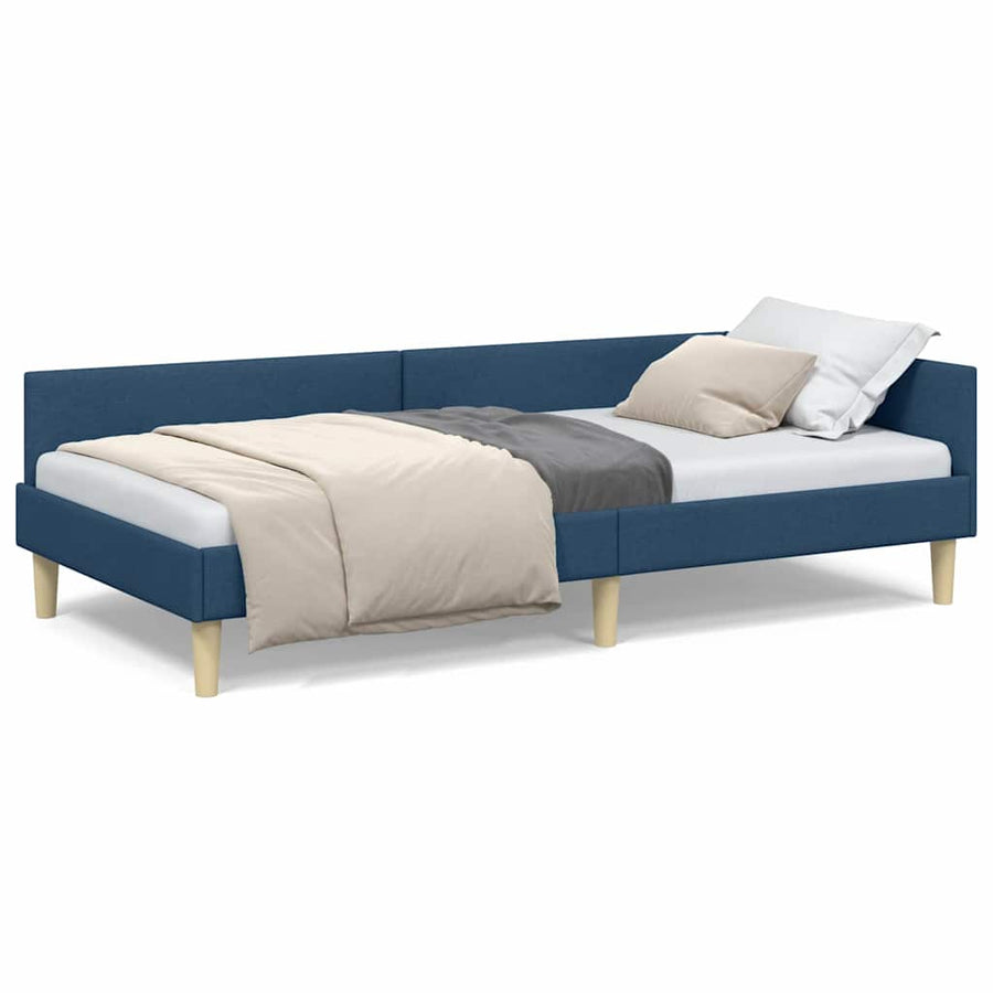 Hoek Bed Frame Blauw 80 x 200 cm Stof en Geengineerd Hout