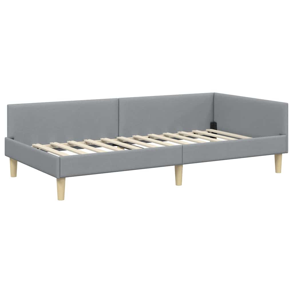 Hoek Bed Frame Lichtgrijs 90 x 190 cm Stof en Geengineerd Hout