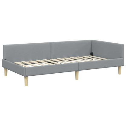 Hoek Bed Frame Lichtgrijs 90 x 190 cm Stof en Geengineerd Hout
