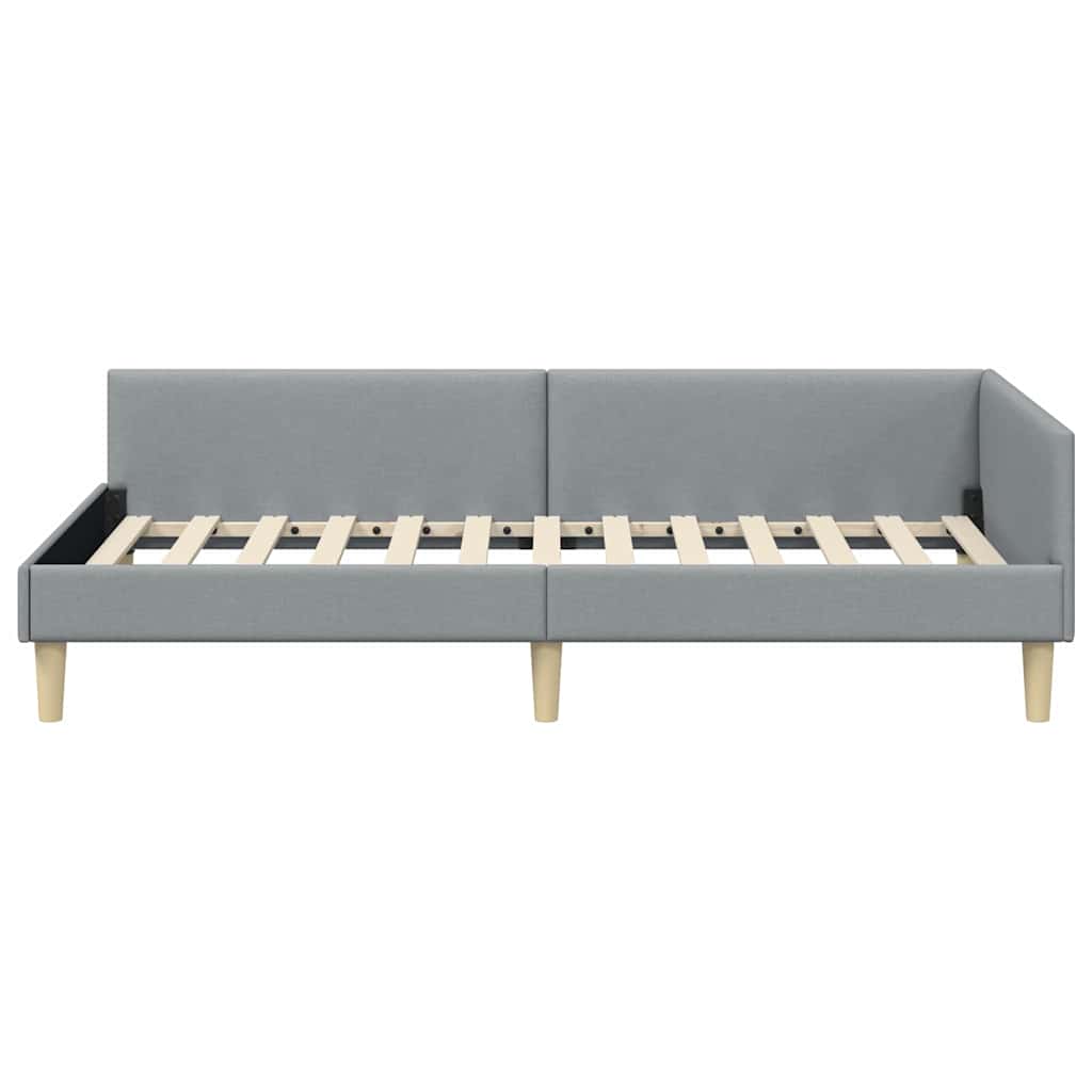 Hoek Bed Frame Lichtgrijs 90 x 190 cm Stof en Geengineerd Hout