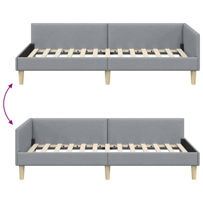 Hoek Bed Frame Lichtgrijs 90 x 190 cm Stof en Geengineerd Hout