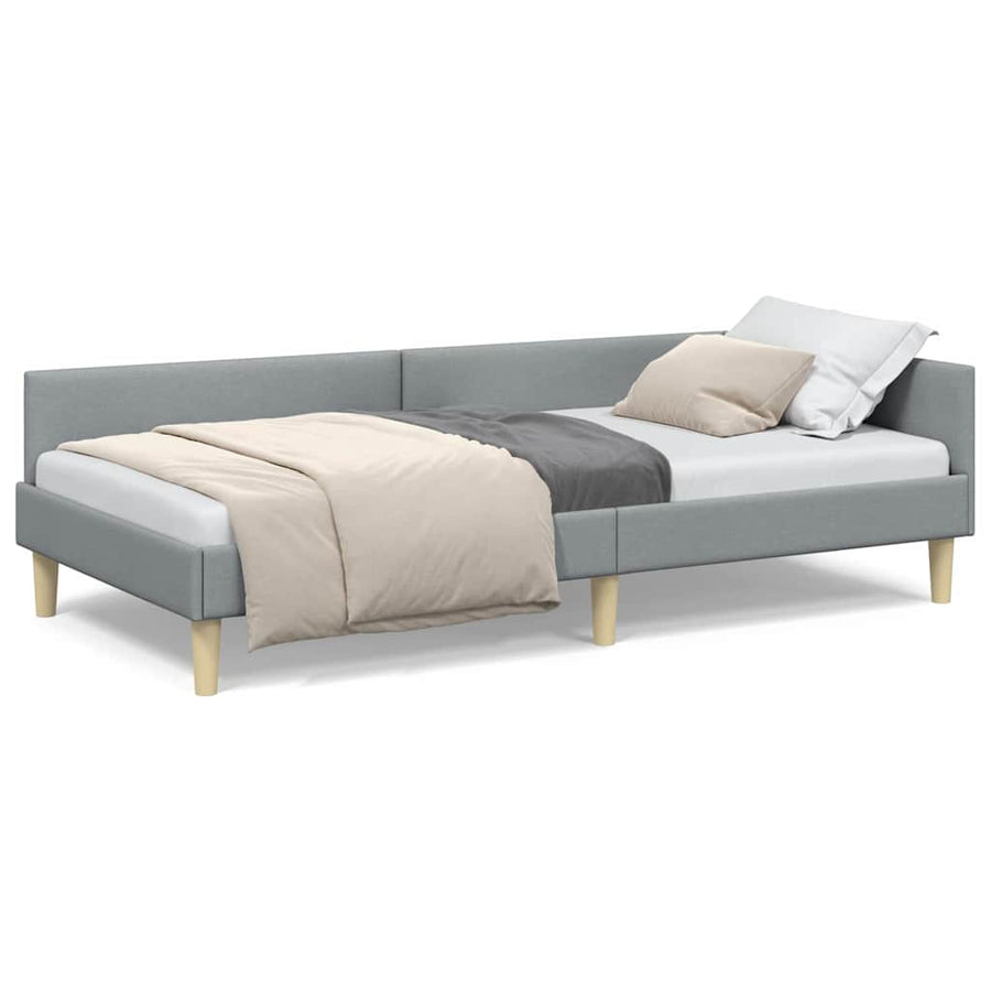Hoek Bed Frame Lichtgrijs 90 x 190 cm Stof en Geengineerd Hout