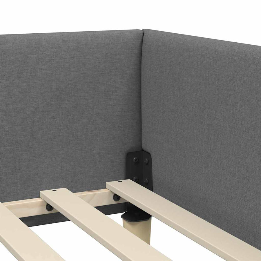 Hoek Bed Frame Donkergrijs 90 x 190 cm Stof en Geengineerd Hout
