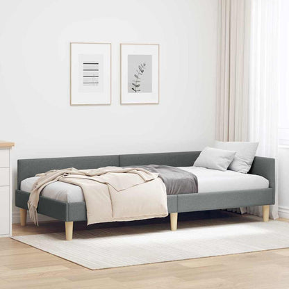 Hoek Bed Frame Donkergrijs 90 x 190 cm Stof en Geengineerd Hout
