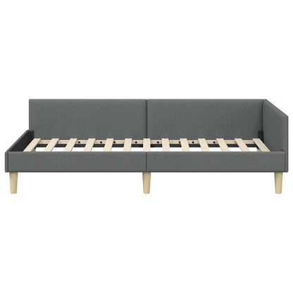 Hoek Bed Frame Donkergrijs 90 x 190 cm Stof en Geengineerd Hout