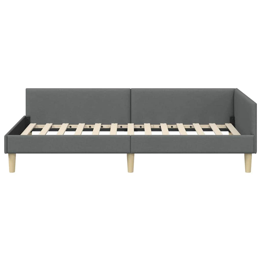 Hoek Bed Frame Donkergrijs 90 x 190 cm Stof en Geengineerd Hout
