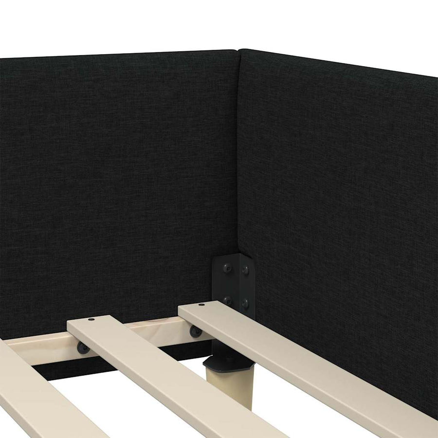 Hoek Bed Frame Zwart 90 x 190 cm Stof en Geengineerd Hout