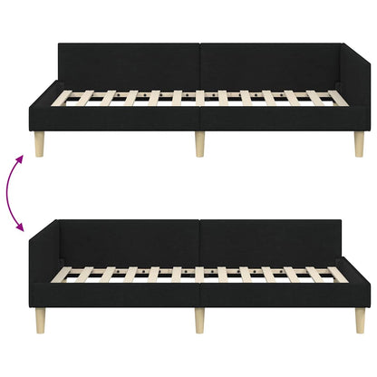 Hoek Bed Frame Zwart 90 x 190 cm Stof en Geengineerd Hout