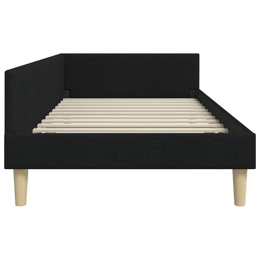 Hoek Bed Frame Zwart 90 x 190 cm Stof en Geengineerd Hout