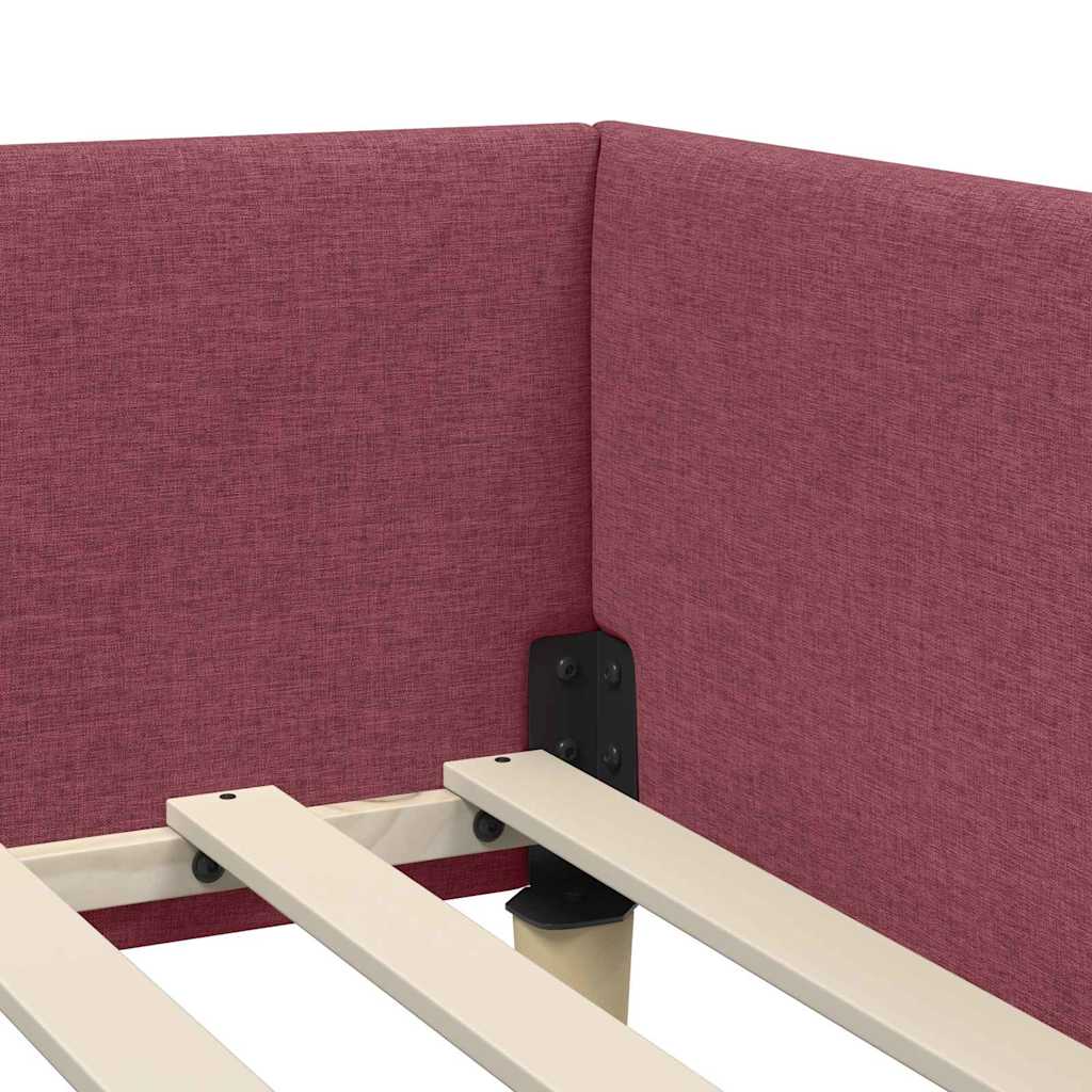Hoek Bed Frame Wijnrood 90 x 190 cm Stof en Geengineerd Hout