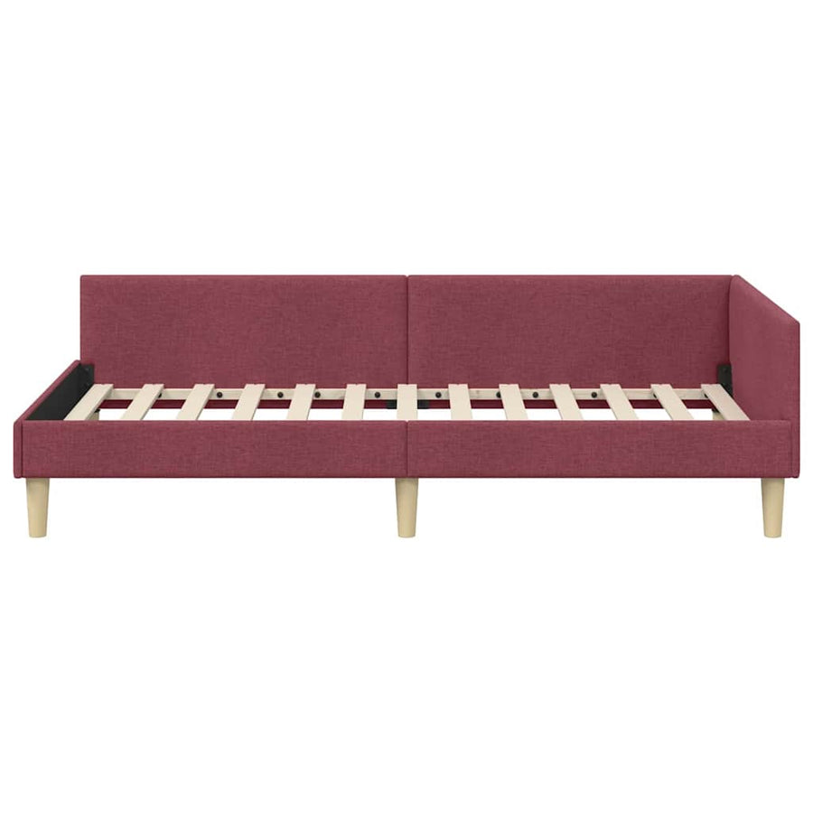Hoek Bed Frame Wijnrood 90 x 190 cm Stof en Geengineerd Hout