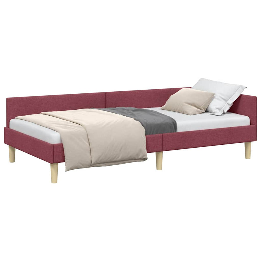 Hoek Bed Frame Wijnrood 90 x 190 cm Stof en Geengineerd Hout