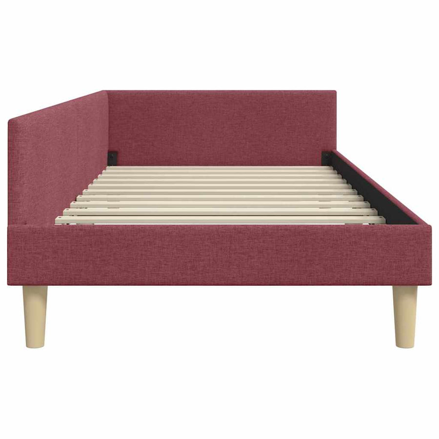 Hoek Bed Frame Wijnrood 90 x 190 cm Stof en Geengineerd Hout