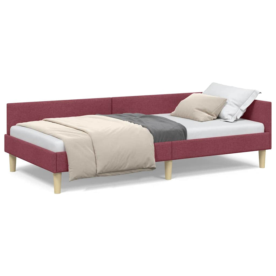 Hoek Bed Frame Wijnrood 90 x 190 cm Stof en Geengineerd Hout