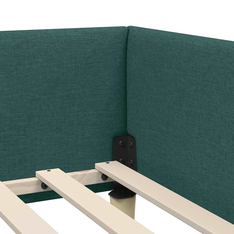Hoek Bed Frame Donkergroen 90 x 190 cm Stof en Geengineerd Hout