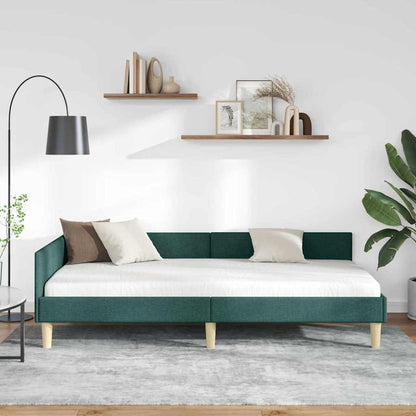 Hoek Bed Frame Donkergroen 90 x 190 cm Stof en Geengineerd Hout