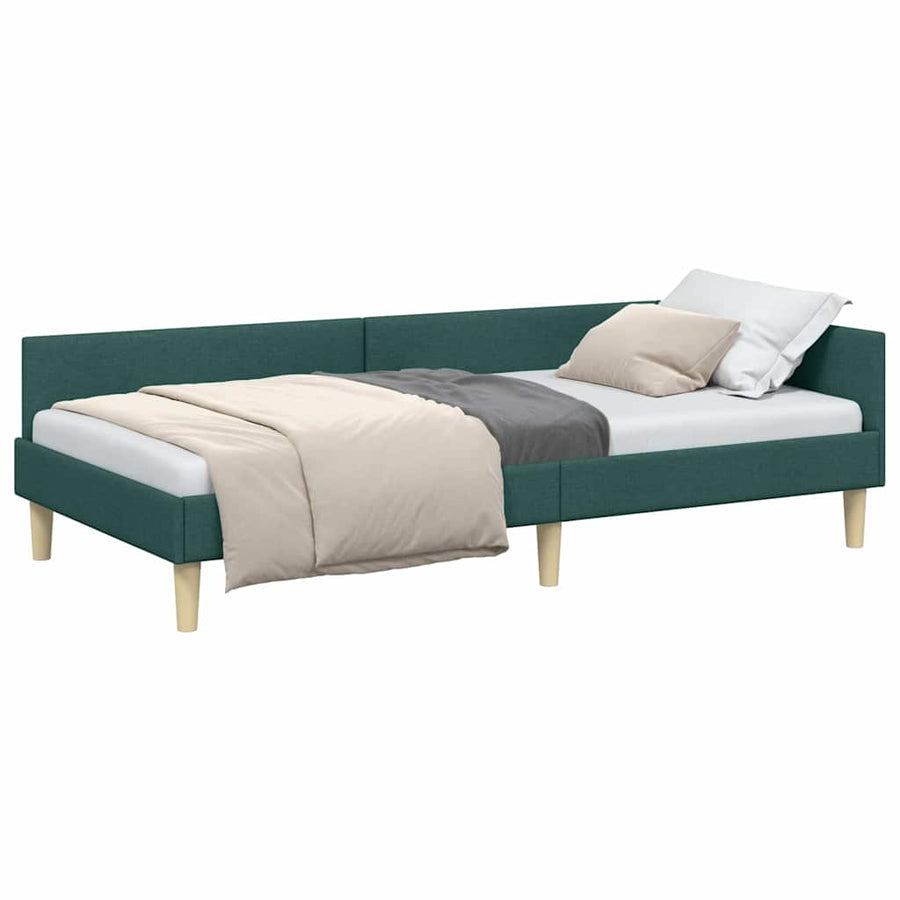 Hoek Bed Frame Donkergroen 90 x 190 cm Stof en Geengineerd Hout