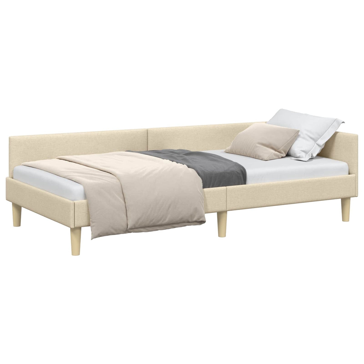 Hoekbedframe Crème 90 x 190 cm Stof