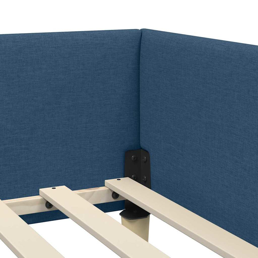 Hoek Bed Frame Blauw 90 x 190 cm Stof en Geengineerd Hout