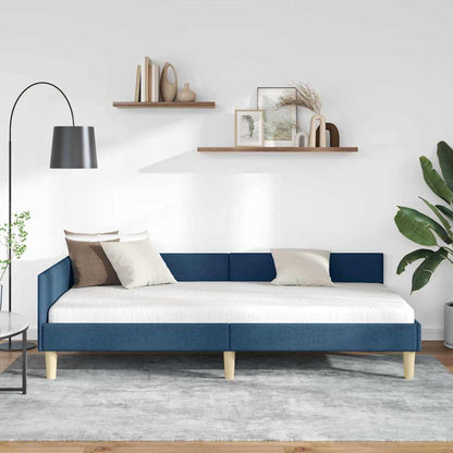 Hoek Bed Frame Blauw 90 x 190 cm Stof en Geengineerd Hout