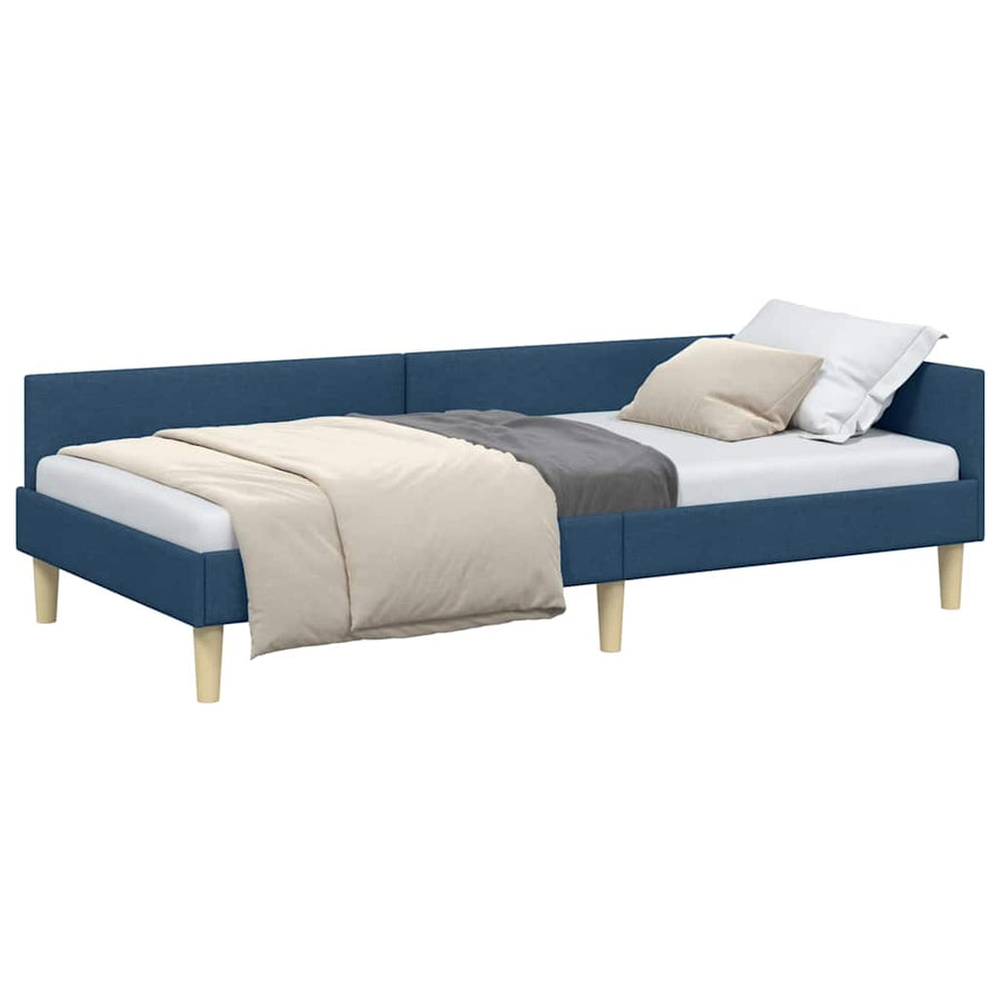 Hoek Bed Frame Blauw 90 x 190 cm Stof en Geengineerd Hout