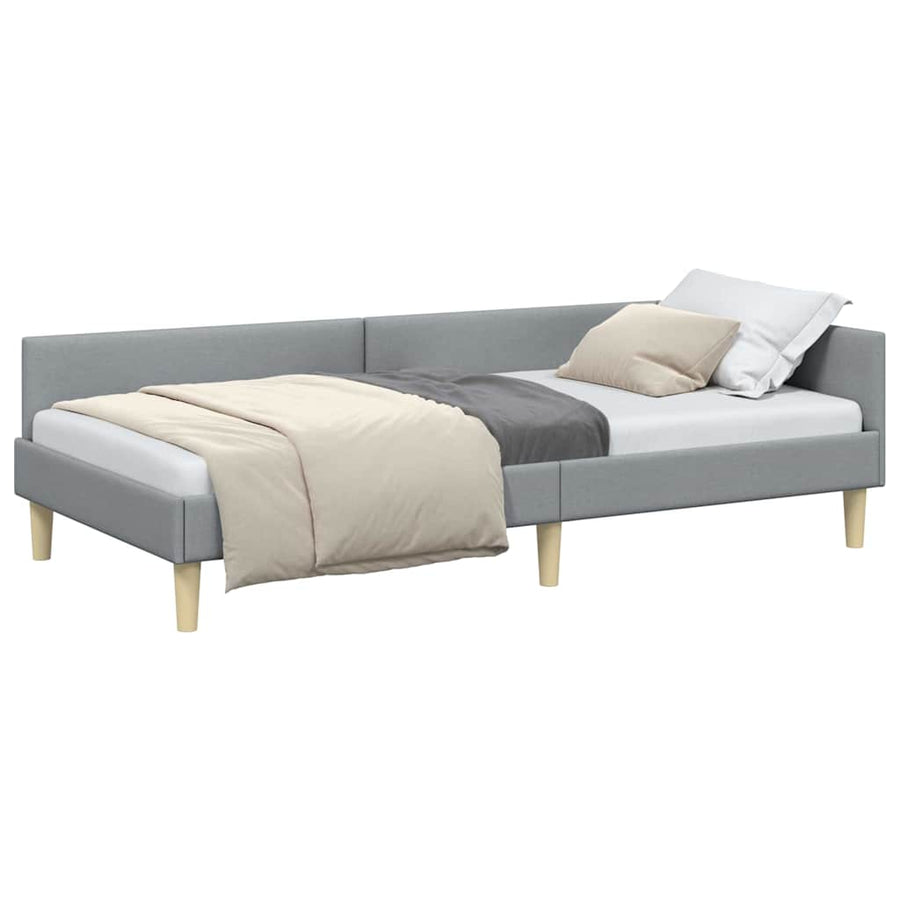 Hoek Bed Frame Lichtgrijs 90 x 200 cm Stof en Geengineerd Hout