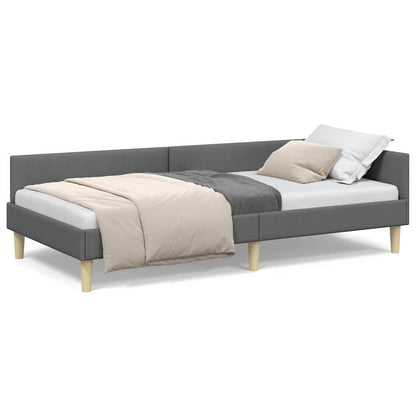 Hoek Bed Frame Donkergrijs 90 x 200 cm Stof en Geengineerd Hout