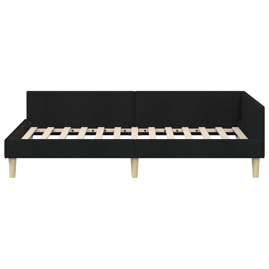 Hoek Bed Frame Zwart 90 x 200 cm Stof en Geengineerd Hout