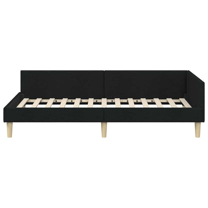 Hoek Bed Frame Zwart 90 x 200 cm Stof en Geengineerd Hout