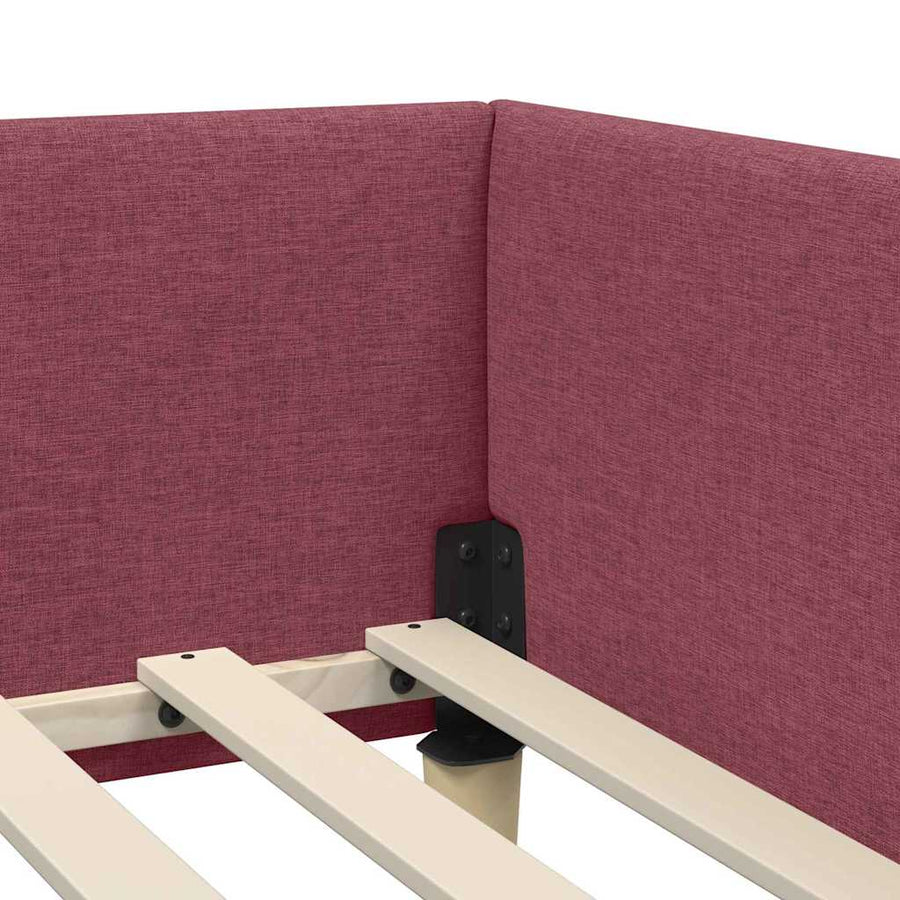 Hoek Bed Frame Wijnrood 90 x 200 cm Stof en Geengineerd Hout