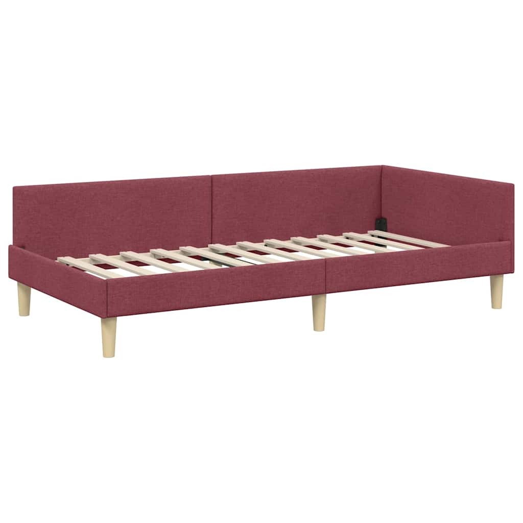 Hoek Bed Frame Wijnrood 90 x 200 cm Stof en Geengineerd Hout