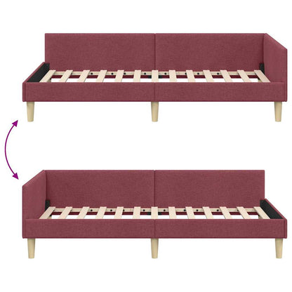Hoek Bed Frame Wijnrood 90 x 200 cm Stof en Geengineerd Hout