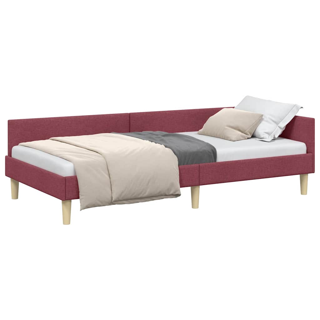 Hoek Bed Frame Wijnrood 90 x 200 cm Stof en Geengineerd Hout