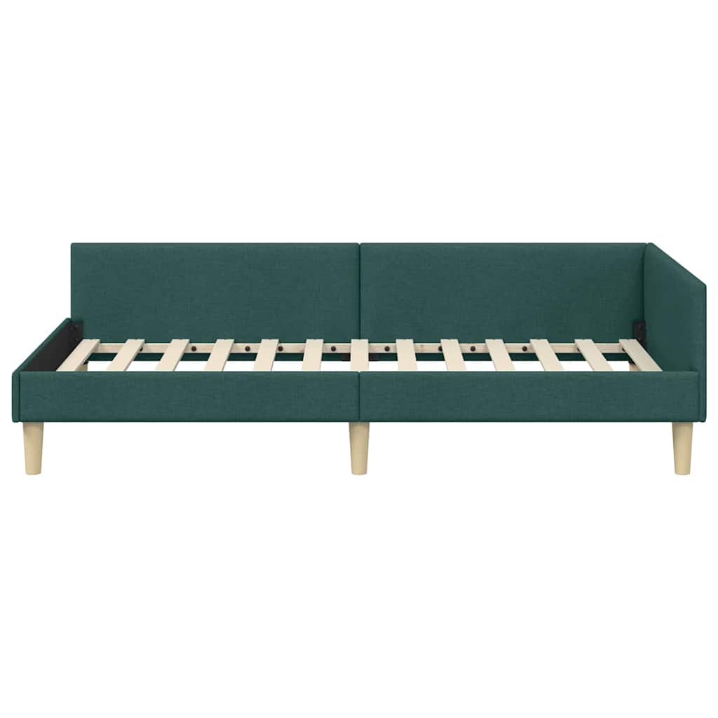 Hoek Bed Frame Donkergroen 90 x 200 cm Stof en Geengineerd Hout