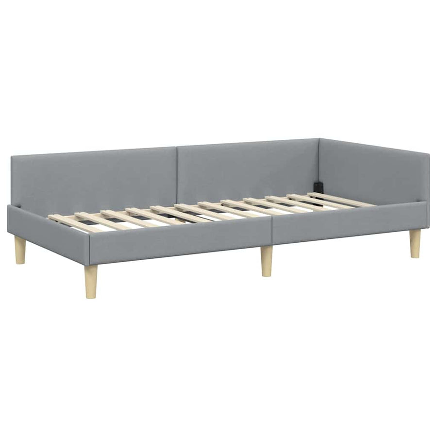 Hoek Bed Frame Lichtgrijs 100 x 200 cm Stof en Geengineerd Hout