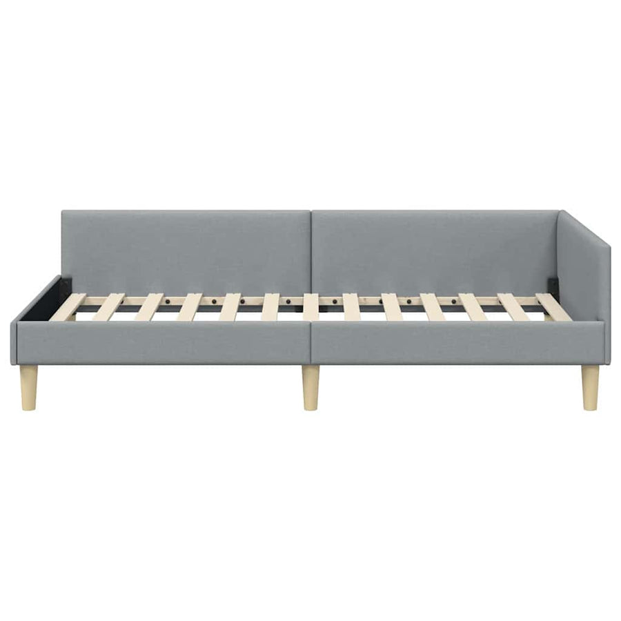 Hoek Bed Frame Lichtgrijs 100 x 200 cm Stof en Geengineerd Hout
