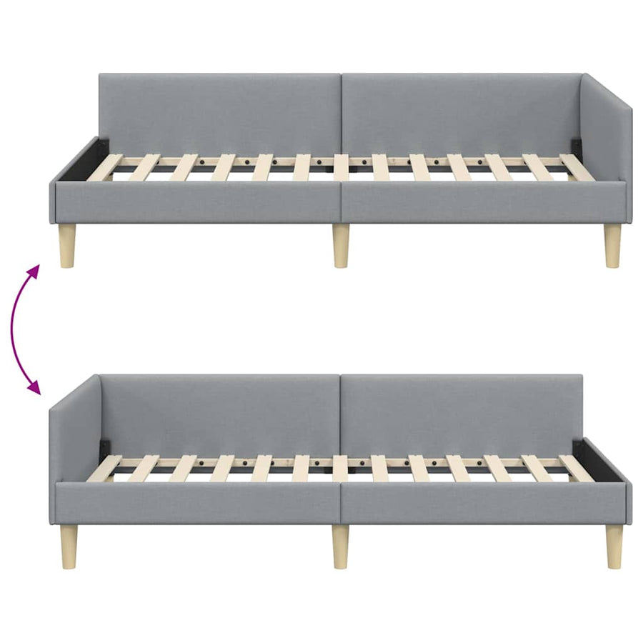 Hoek Bed Frame Lichtgrijs 100 x 200 cm Stof en Geengineerd Hout