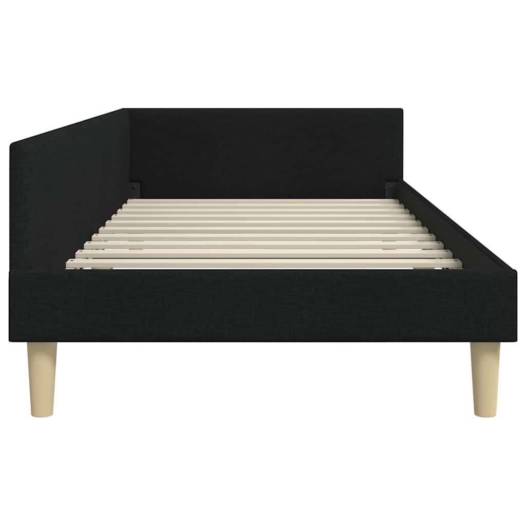 Hoek Bed Frame Zwart 100 x 200 cm Stof en Geengineerd Hout